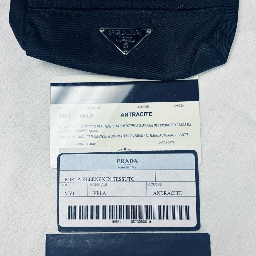 Authentic Prada 3pc Vintage Vela Pouch Set w Cards and Dustbag - Picture 7 of 15